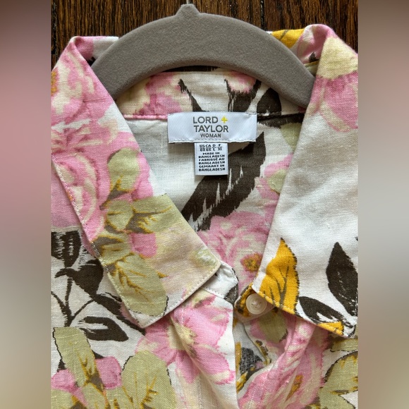 Lord & Taylor Floral Linen Shirt - Picture 3 of 16